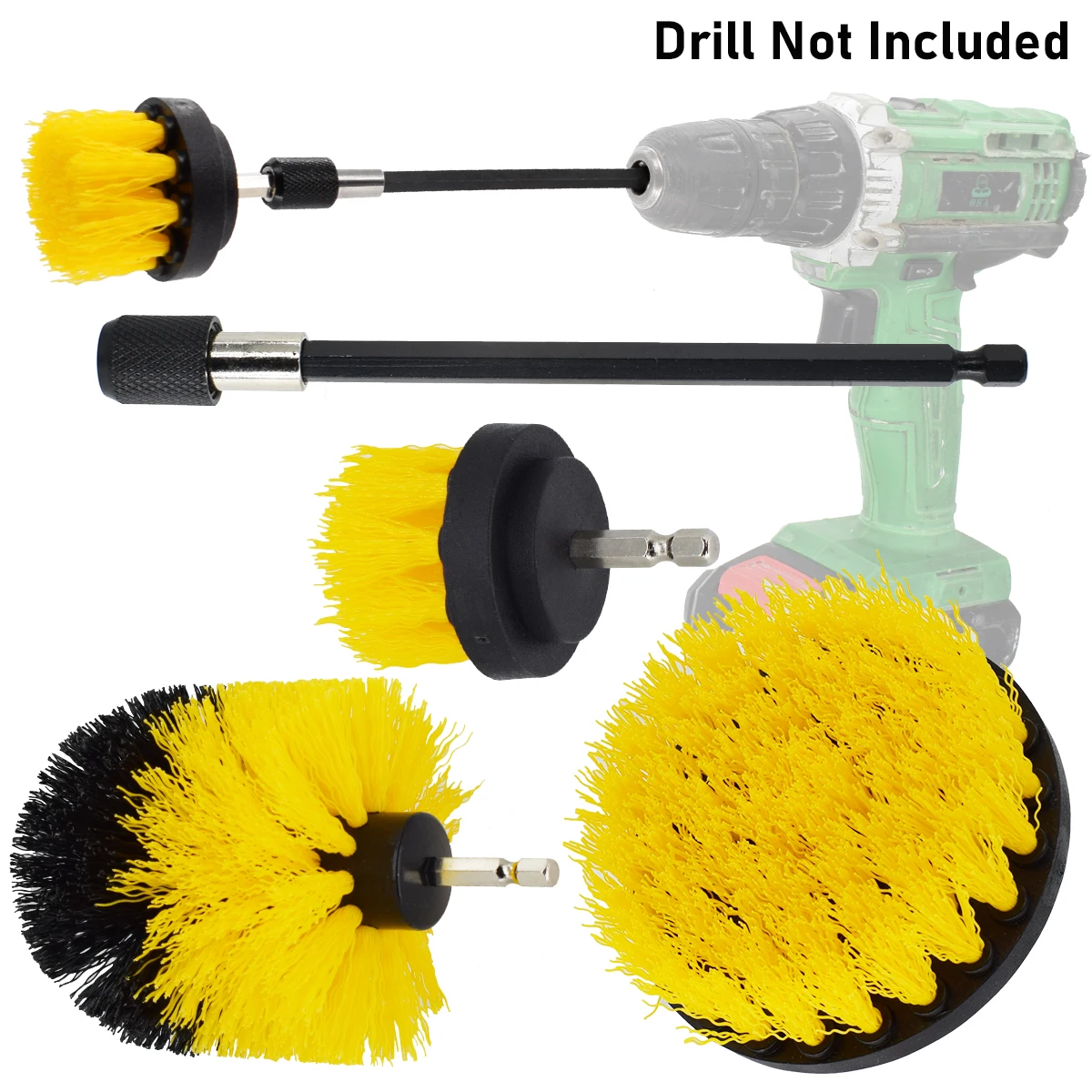 3pcs/set Electric Scrubber Brush Drill Brush Kit Plastic Round Cleaning
