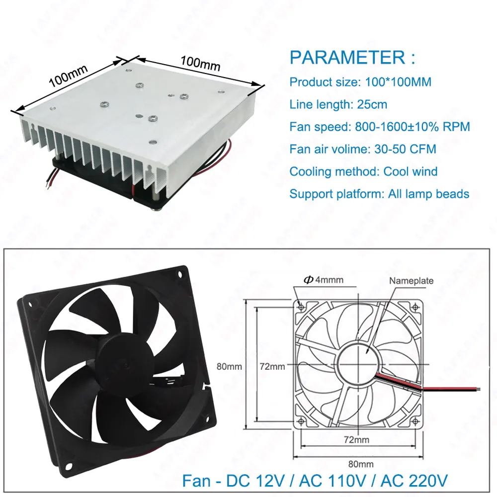 Radiador de alumínio led 10w 20w 30w