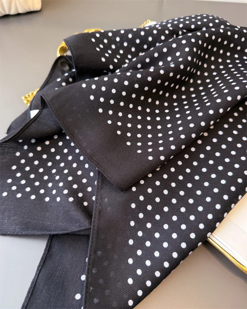 65*65cm Mode Polka Dot Kopf Schal Frauen Baumwolle Fühlen Hijab Frühling Herbst Wraps Platz Foulard Bandana Halstuch kopftuch – Detail 8