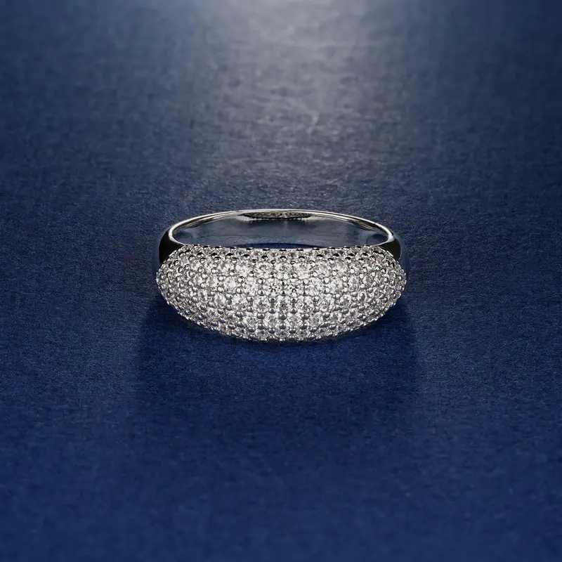 Rrjzz Rundschliff CZ Simulierter Diamant Pave Ring 14K vergoldet Vintage Eternity Ring für Damen Herren Party Alltag Schmuck Geschenke – Detail 6