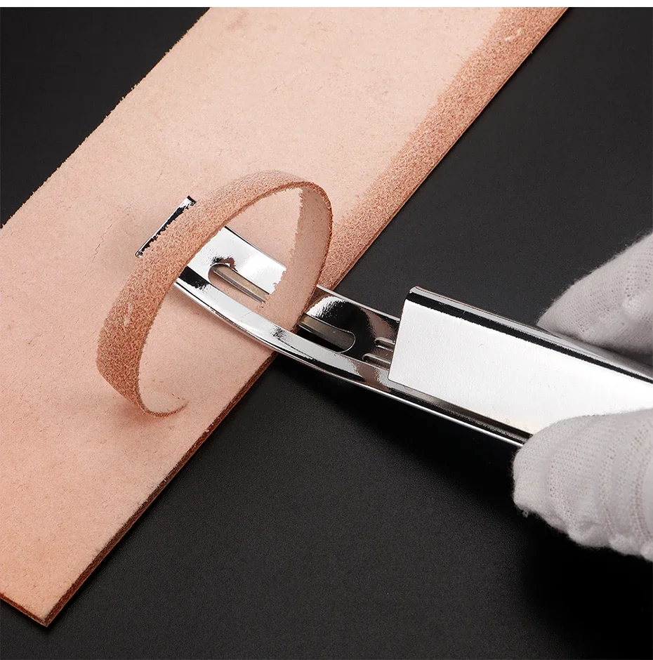 Leather Cutting Tool 1Set Metal Leather Safety Beveler DIY Cutting Tool Kits with 3Pcs Replacement Skiver Blade Thinning Leather Craft-Black/Silver