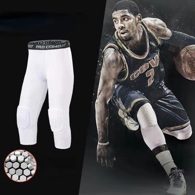 Men Basketball Tights Capri Leggings Protect Knees Compression Pants  Professional Anti-collision Basketball Leggings Men Tights