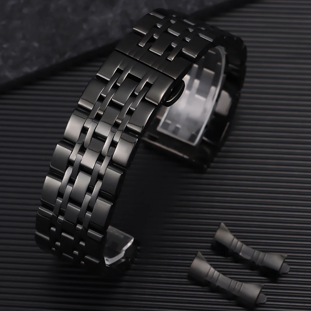 Premium Curved End Stainless Steel Smartwatch Bracelet with Butterfly Buckle