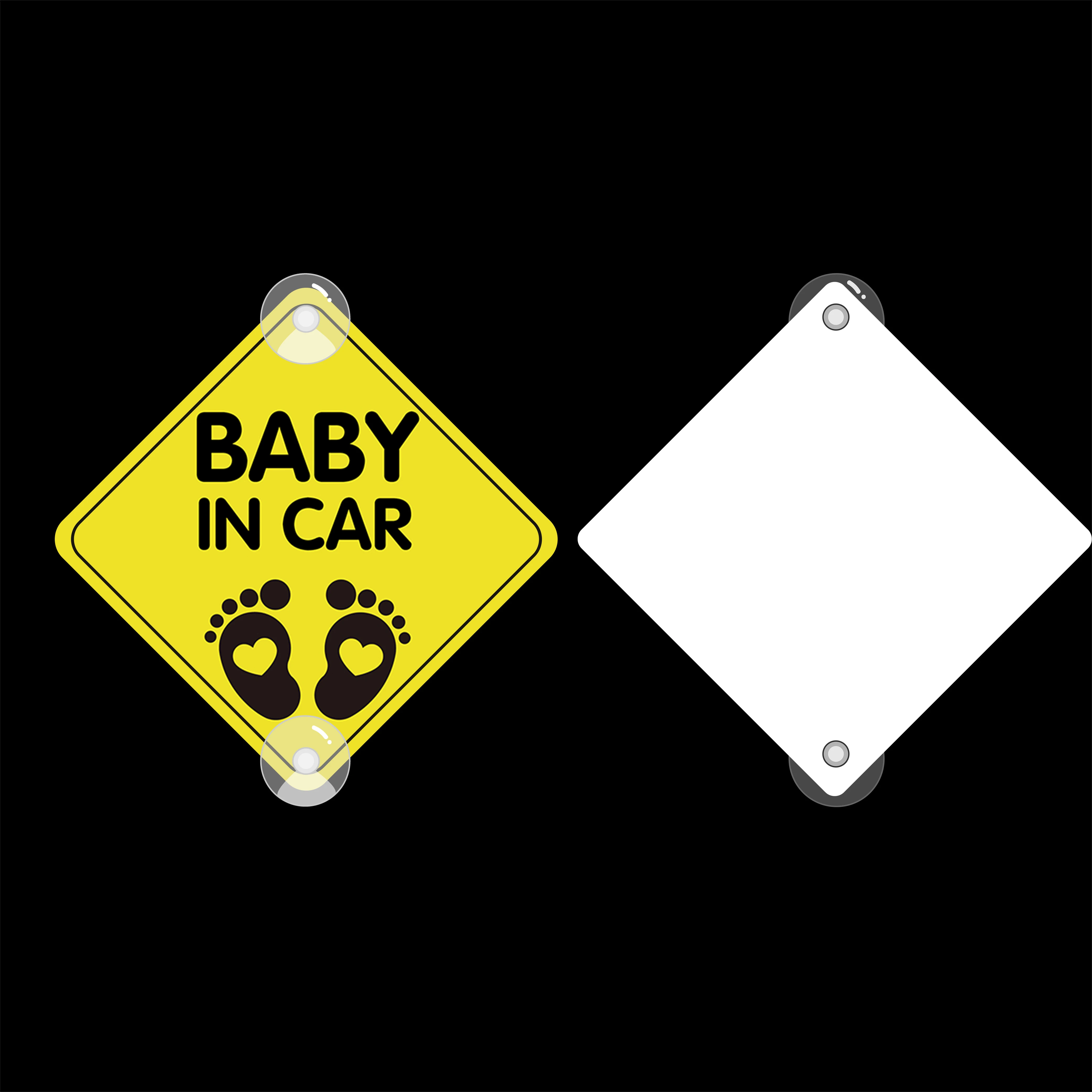 Autocollant de sécurité pour bébé à bord, 12x12cm, avec ventouse, style de  voiture, fenêtre, décalcomanies jaunes en PVC