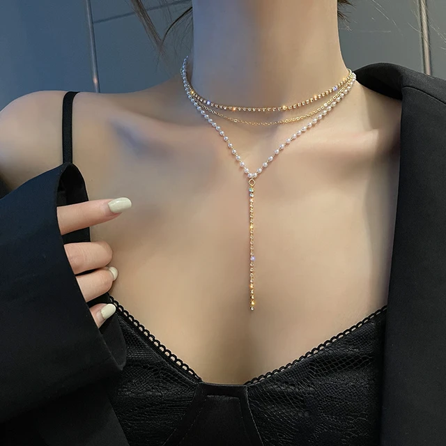 2023 Water Drop Pearl Pendant Necklace for Women Coquette Aesthetic New  Jewelry for Bts Kpop Accessories Bulk Items Wholesale - AliExpress