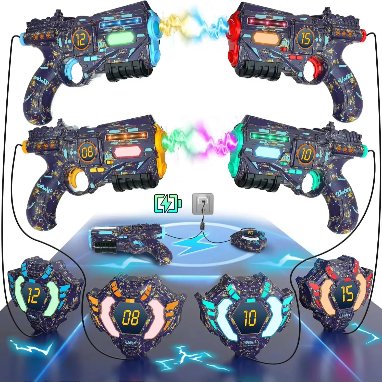Rechargeable Laser Tag Gun Set with Vests for Adults