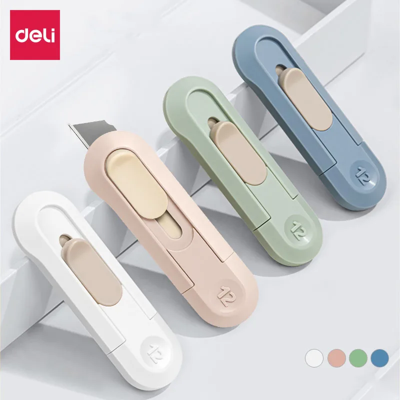 Deli Nusign Mini Auto-Retract Box Cutter,SK5 Sharp Metal Blades Small Utility Knife Pocket couteau Art Supplies papeterie kawaii deli portable mini box cutter utility knife small auto retractable pocket cute 미니칼sk5 blade couteau art supplies cutting tools