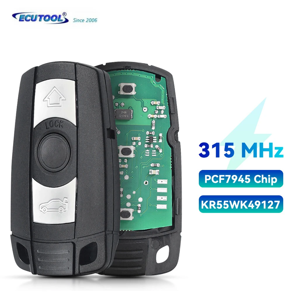 

ECUTOOL Remote Car Key 315MHz Keyless-Go for BMW 3/5 Series CAS3 X5 X6 Z4 E70 Car ID46 Pcf7945 KR55WK49127 KR55WK49123