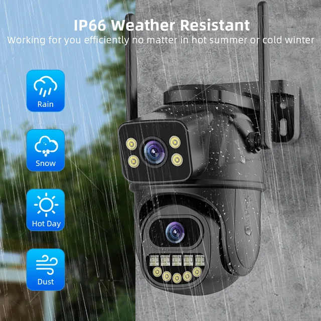 4K 8MP WiFi PTZ Outdoor Camera with Dual Lens, AI Tracking, & Dual Screen Display - Image 3