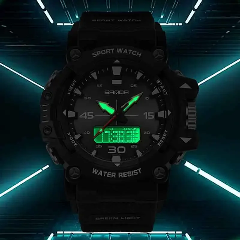 Sanda G Style Outdoor Military Sports Men's Watch Multifunctional Waterproof Led Fashion Men's Electronic Wristwatch Alarm Clock, Alina Gadgets