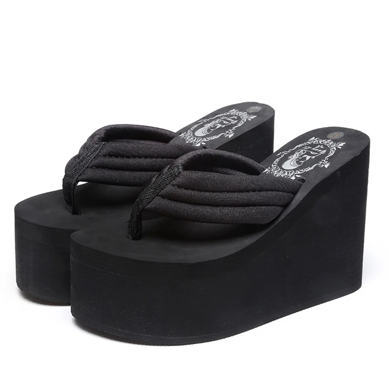 

Summer New Korean Style Fashion 11 CM Super High Heels Wedges Platform Cutout Women Flip-flops Ladies Beach Slippers