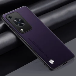 Elegant PU Leather Matte Silicone Phone Case - Luxury Full Protection Back Cover for Huawei Nova Y63 (Purple)