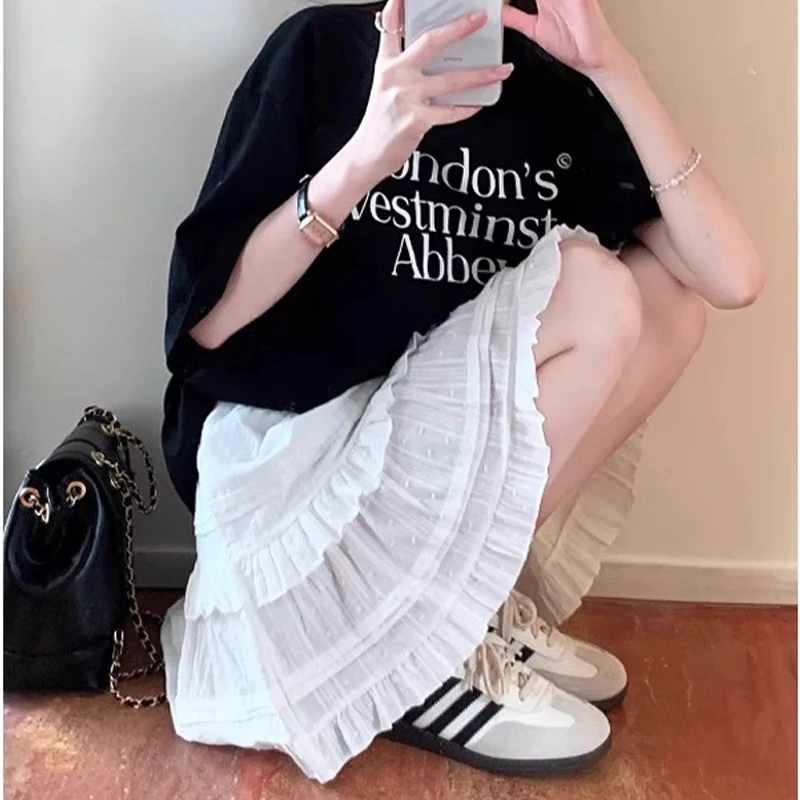 Maternity Skirt Summer High Waist Breathable Pleated Simple Mini Dress Versatile Pregnancy Clothes Solid Slimming A-line Skirts