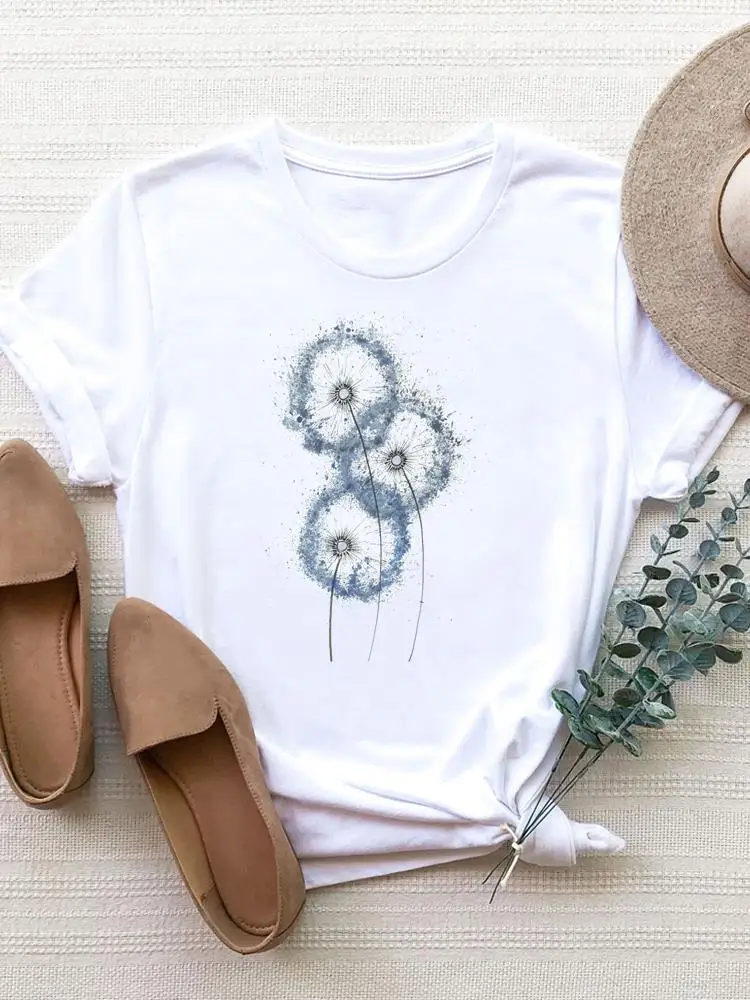 

Dandelion Lovely Style Cute Trend Clothes Women Graphic Short Sleeve T-shirt Ladies Print T Shirt Fashion Basic Tee Top Clothing
