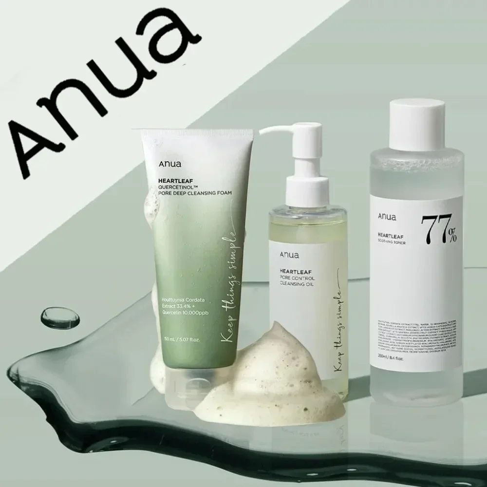 Korean Anua Skin Care Set Heartleaf 77% Toner Deep Cleansing Oil Remove Cosmetic Face Cleanser Skincare Products Original facial cleanser skin care set facial cleansing products