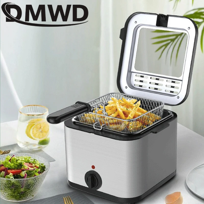 2.5L Electric Deep Fryer Adjustable Thermostat Oil Oven Hotpot Frying Machine Heating Cooker