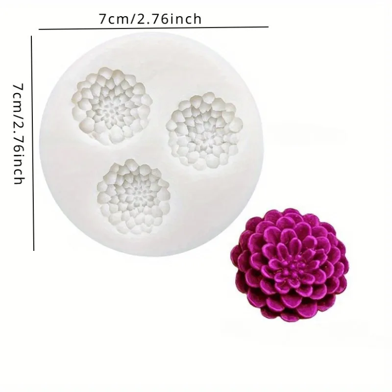 1pc Dahlia Silicone Molds, Fondant Cake Decoration Molds, Chocolate Molds, Scented Candle Molds Fondant Decorating Tools