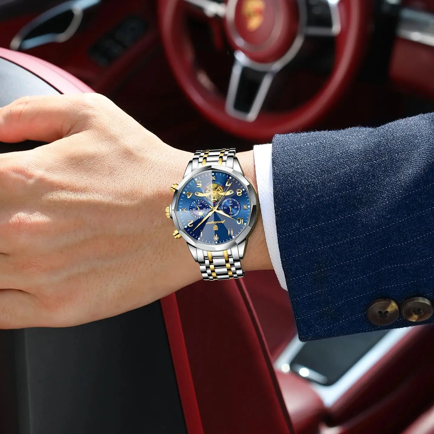 Orologio Uomo Lusso Acciaio Inox – Cronografo Impermeabile Con Data E Lancette Luminose