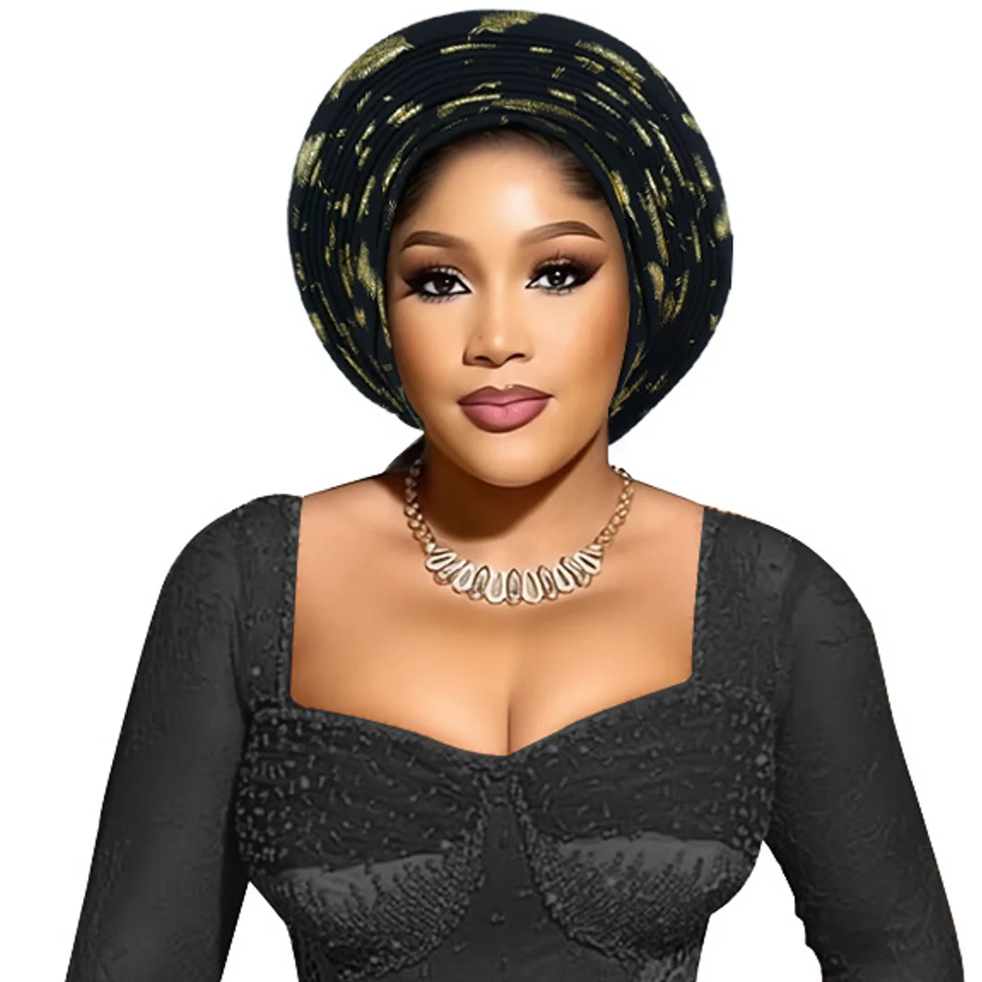 Nigerian Wedding Geles African Headtie Auto Gele Turbans For Women Aso Oke Fabric Muslim Headwear Headpiece Female Head Wraps