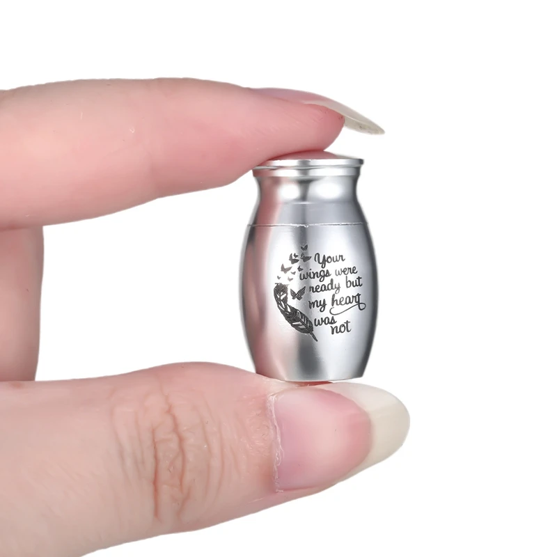 Mini Silver Pet Urn Dog Cat Birds Mouse Cremation Ashes Urn Keepsake Casket Storage Tank Feather Butterfly Pets Memorials