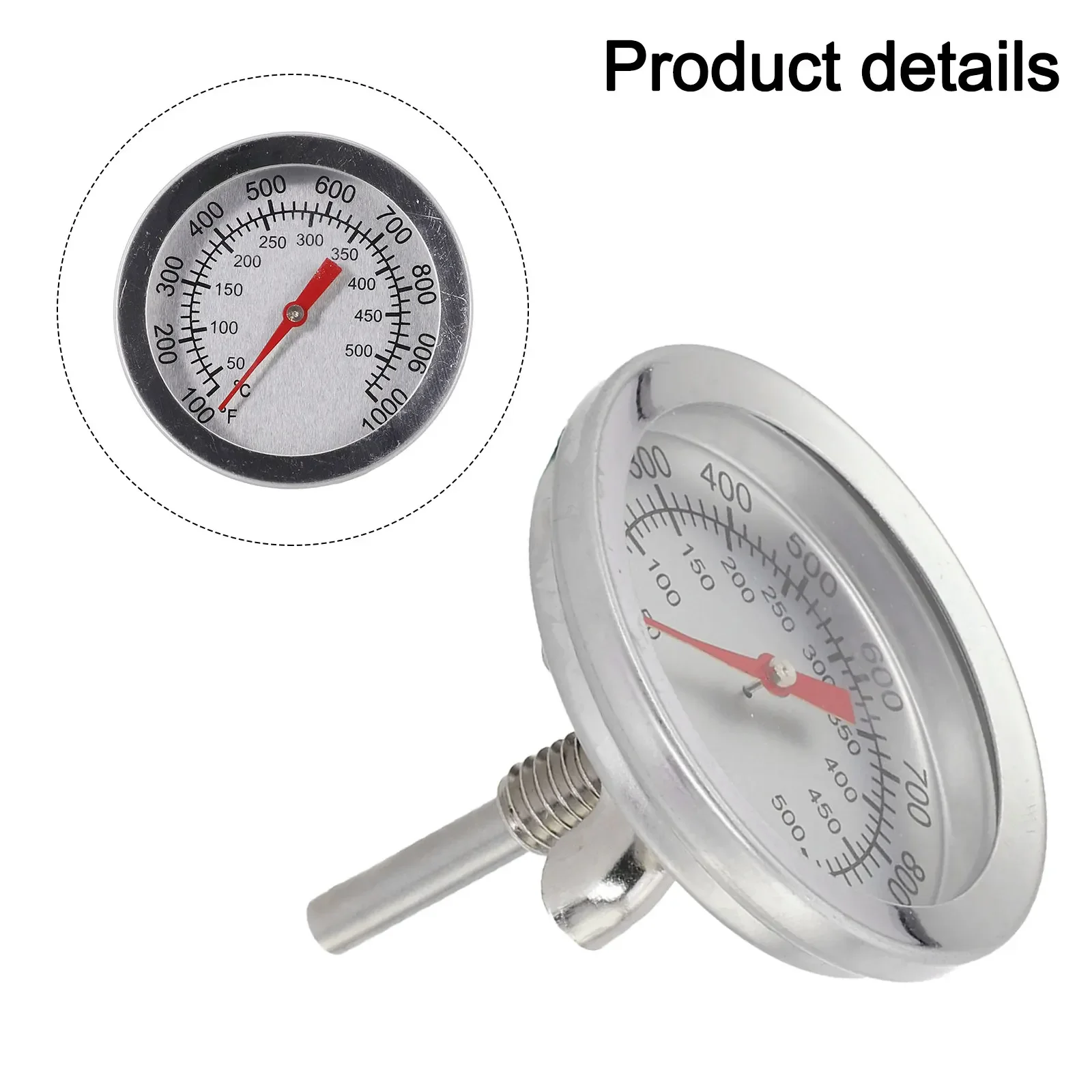 50-500℃ Grill Thermometer Silver Stainless Steel Double Scale Celsius&Fahrenheit For Grill Oven Panel Kitchen BBQ Accessories