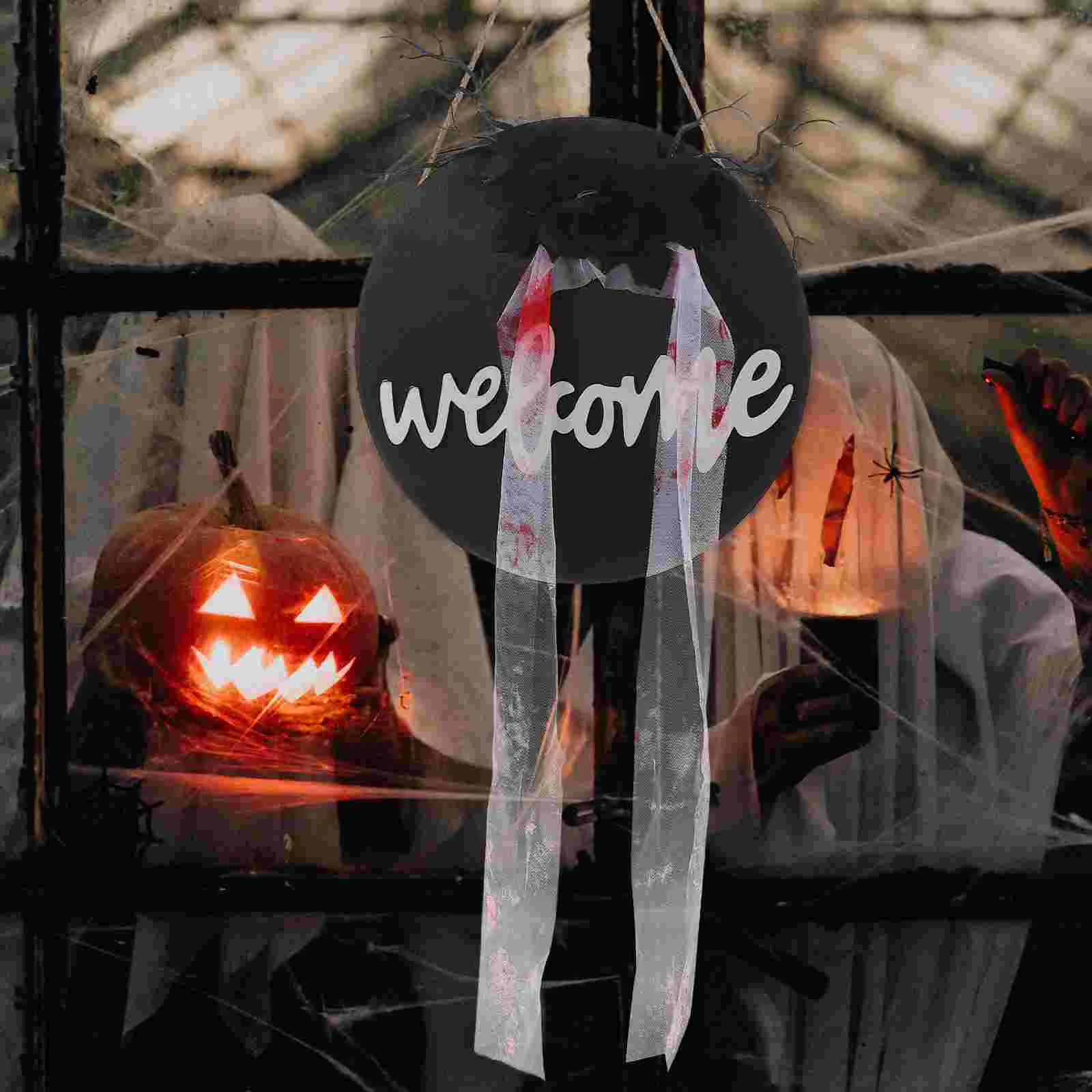 

Ornament Props Halloween Decoration Signs Wood Party Favor Front Door Doorplate