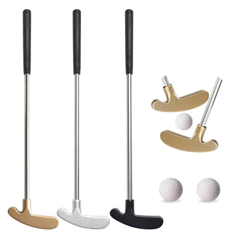 1 Set Mini Golf Putter with 2 Golf Balls TPR Grip Right Left Handed Stainless Steel Golf Club Table Game Golf Putter Training