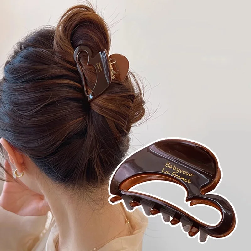 

New Acetic Acid Brown Heart Rectangle Hair Claw For Women Girls Headband High Quality Hair Claw Clip Fashion Hair Accessories