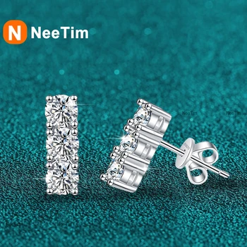 NeeTim 1.2cttw Full Moissanite Stud Earrings for Women 3.5mm Gemstone Lab Diamond Studs Earrings 925 Sterling Silver GRA Jewelry