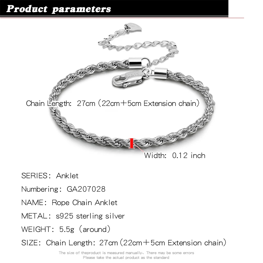 Shining 925 Sterling Silver Chain Anklet for Women Men Fashion Weaving Cross Ankle Bracelet Barefoot Sandals Foot Jewelry Gift 2