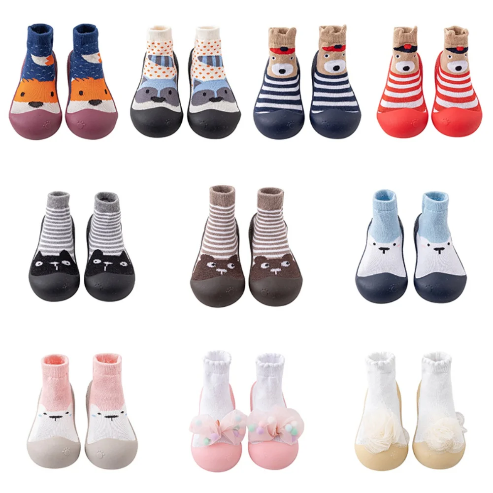 Cute Cartoon Pattern Cotton Sock First Walkers for Baby Boys Girls Non-slip Soft Soled Sock Shoes for Toddlers Indoor Sock Shoes 1