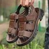 Sandals Men's New Beach Shoes Artificial leather Outdoor Non-Slip Thick-soled Leather Sandals 2024 New Men's Outdoor Sandals
