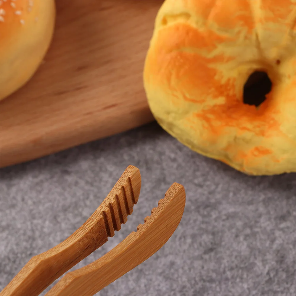 Description Picture 4 of item1/2/4Pcs Bamboo Food Tongs Reusable Wood Toaster Tongs Mini Straight Bend Tea Clip Bread Fruits Clamp Kitchen Teaware