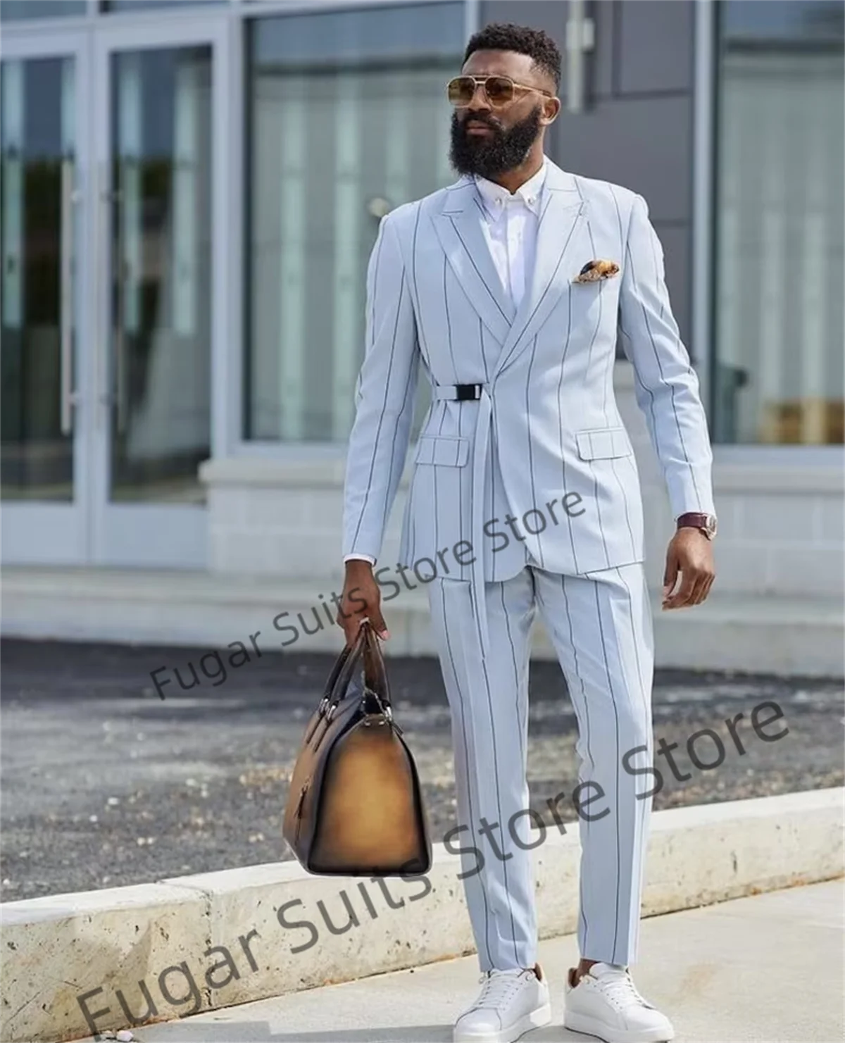 Casual Blue Fashion Suits For Men Slim Fit Peak Lapel Groom Tuxedos Formal Prom 2Pcs Sets High Qublity Male Blazer Costume Homme