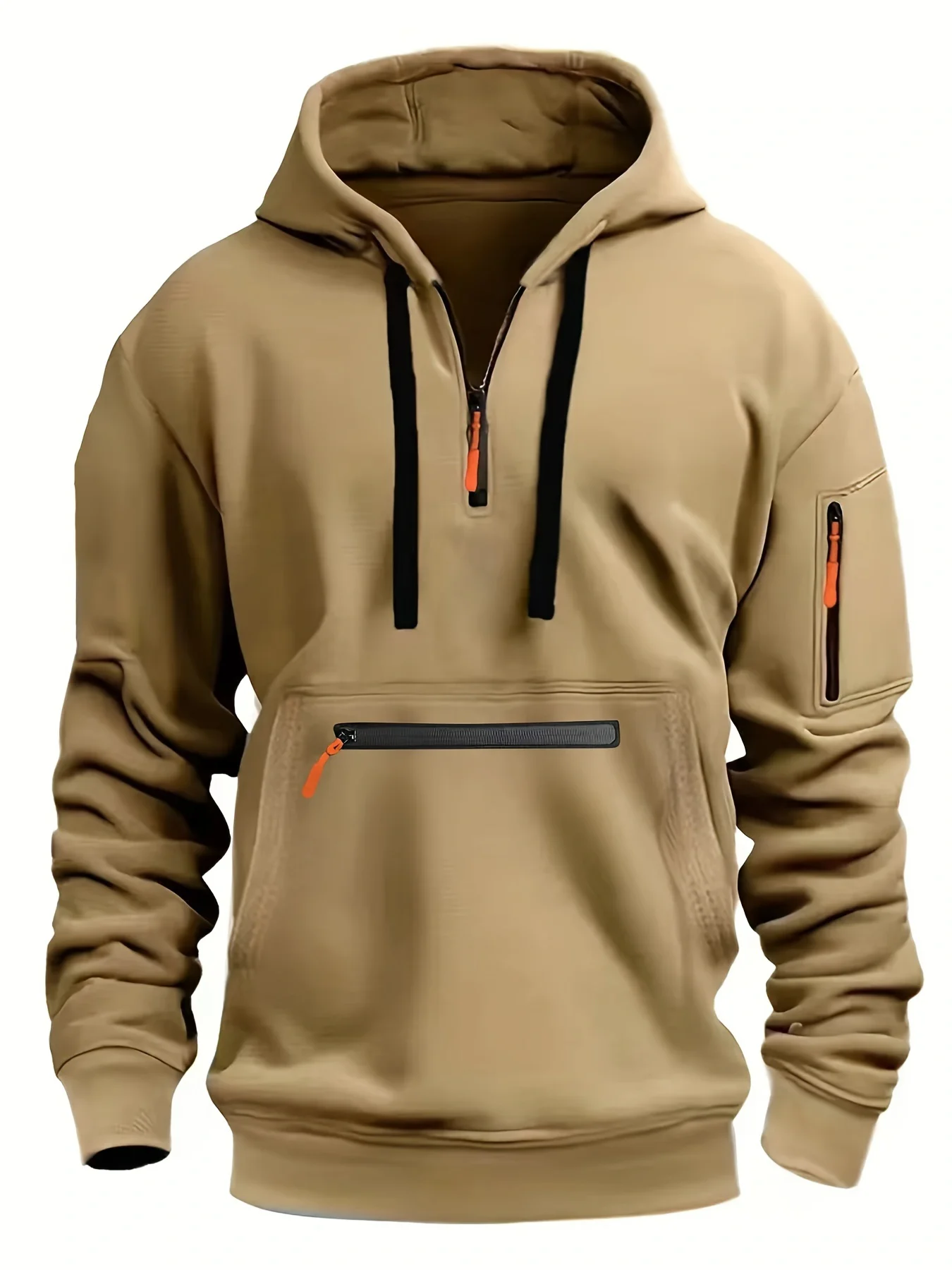 Multi Pocket Zipper Fleece Hooded Casual Shirt Men and Women Plus Size Loose Pullover Fashion Sweatshirt top