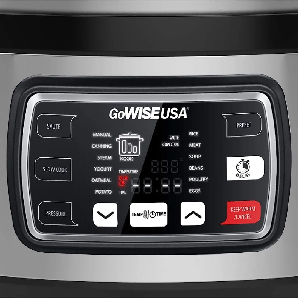 GoWISE USA GW22709 Ovate 9.5 Qt 12 in 1 Electric Pressure Cooker Oval with Slow Cook Rice Yogurt Egg