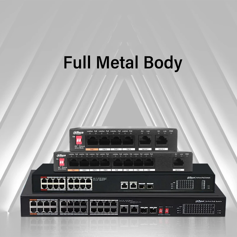 Stražnji i bočni portovi Dahua PoE switcha