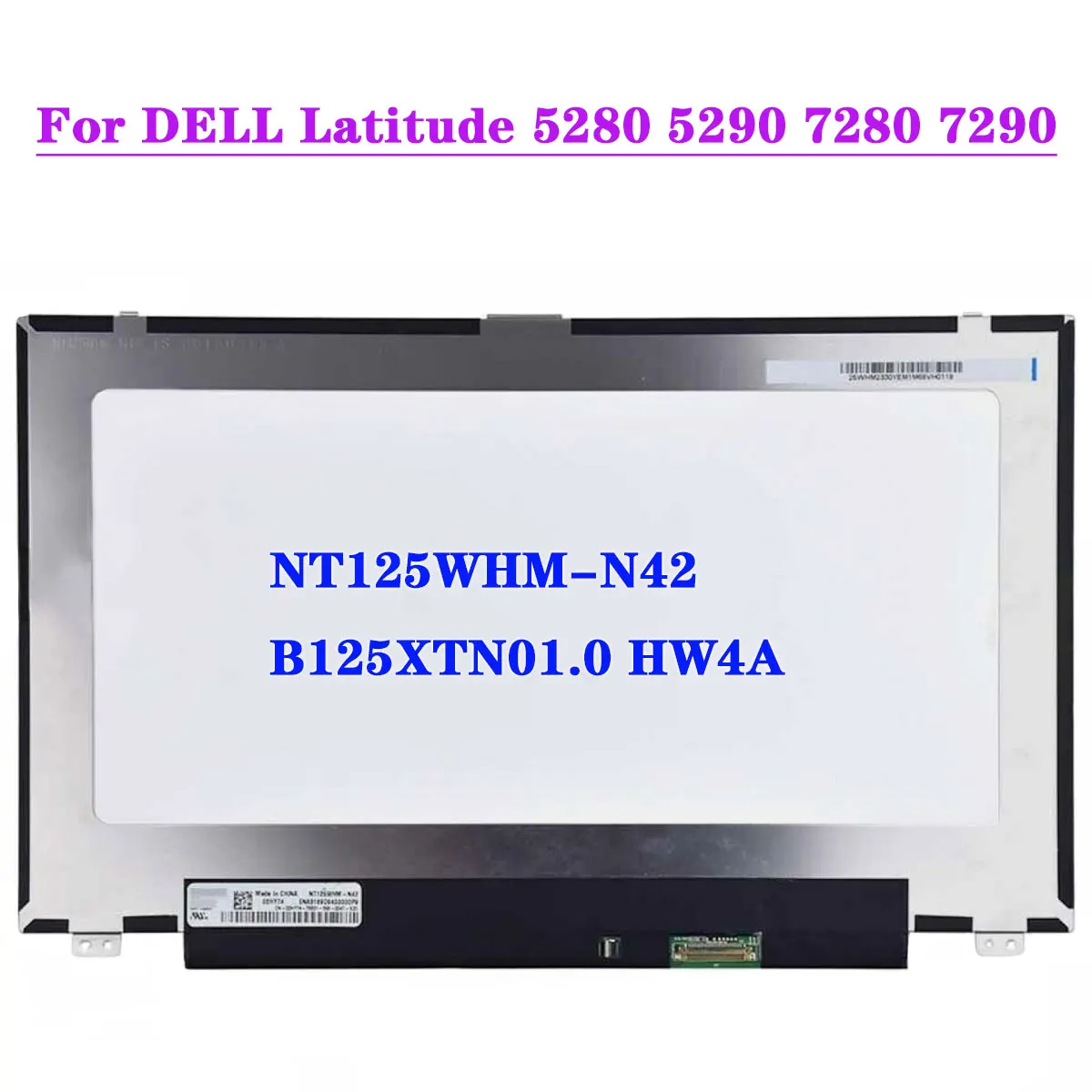 ラップトップ用12.5インチ画面,NT125WHM-N42x5280 edp 30インチ,b125xtn01.0 hw4a,dell Lady  5290 7280 7290 1366,768と互換性があります