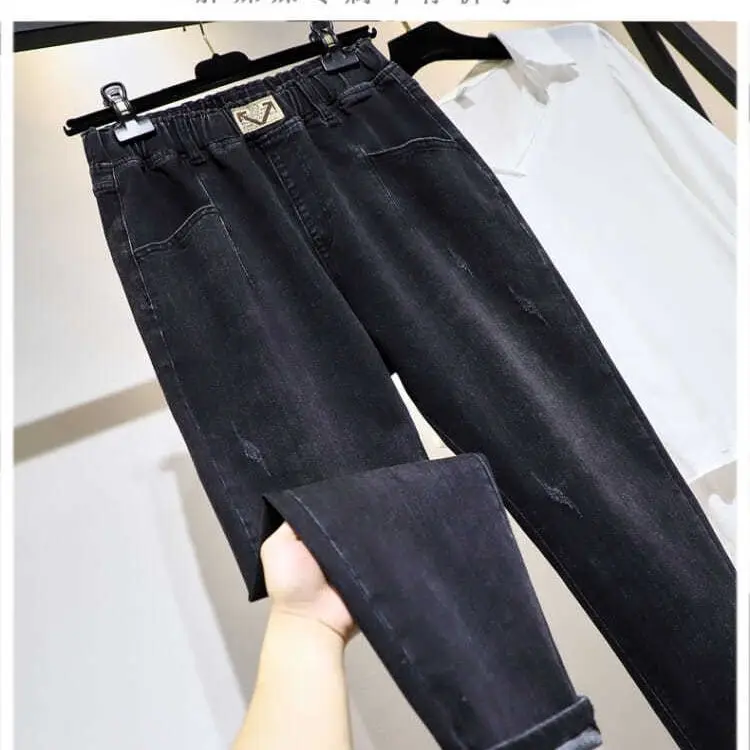 

Эстетичные джинсы с высокой талией, женские всесезонные повседневные мешковатые джинсовые уличные модные шаровары с имитацией молнии, прямые брюки, 2024, T73