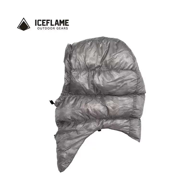 ICE FLAME Down Hood Outdoor Camping 10DNylon Hat Ultralight Adjustable Down Hat Sleeping Bag Accessories Unisex Windproof Hiking