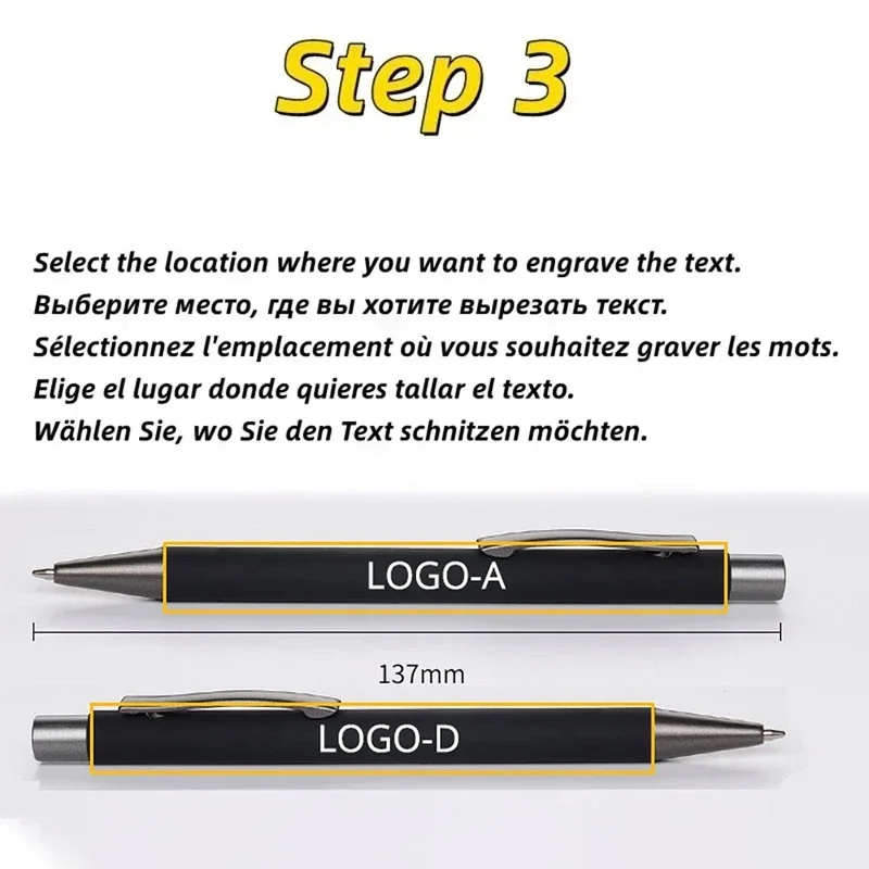 Metal Ballpoint Pen Advertising Pen Rubber Texture Text Engraving Laser Engraving Customizable Name 100pcs