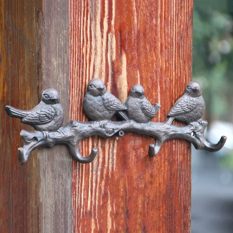 Country Hooks Creative Bird Cast Iron Hanging Clothes Rack Wall Key Holder Room Decoration Coat Rack