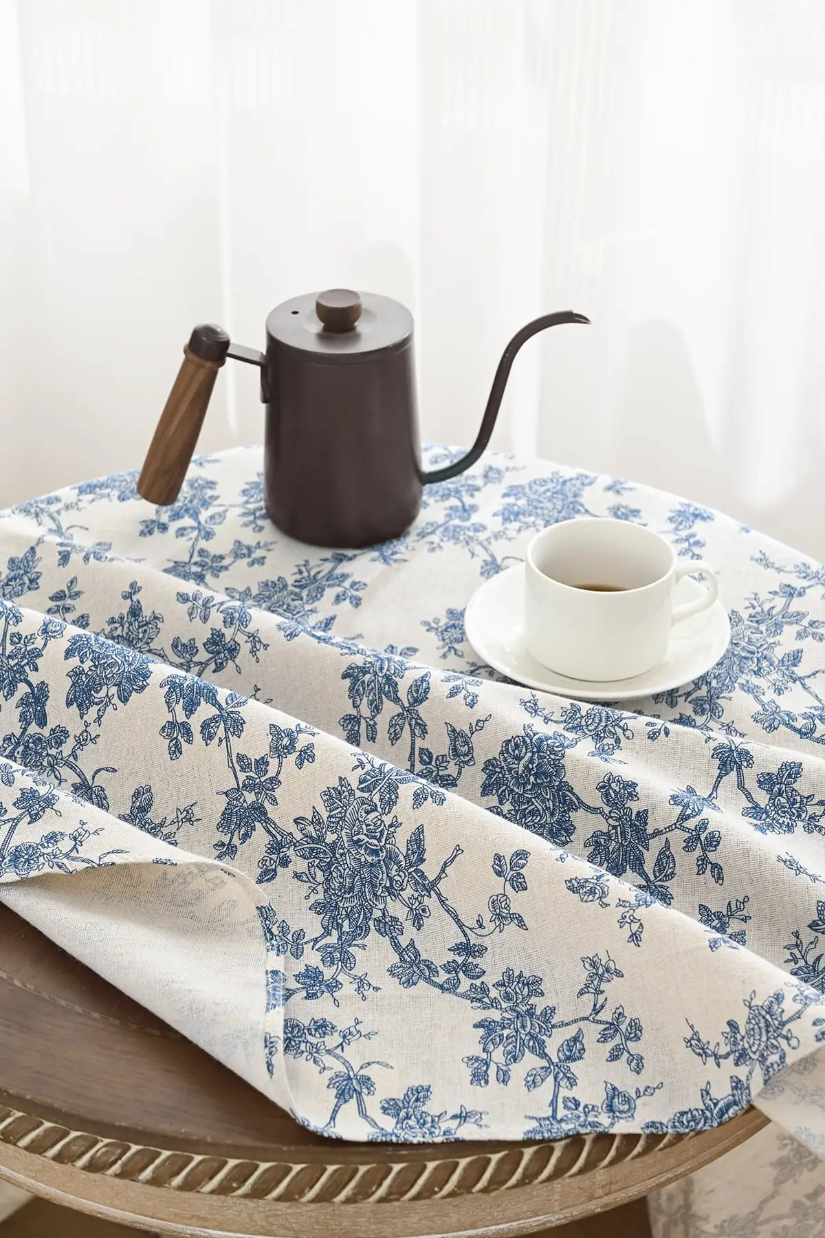 Floral Linen Cotton Tablecloth With Tassel retro nappe de table Table Cover round Dining Table Cover Tea Table Cloth Tafelkleed 4