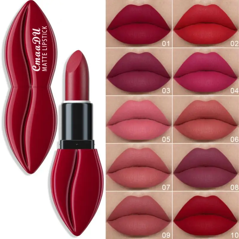 

10Color Matte Lips Lipstick Lip Gloss Long Lasting Moisture Lipstick Red Lip Matte Lipsticks Waterproof Women Makeup Cosmetics