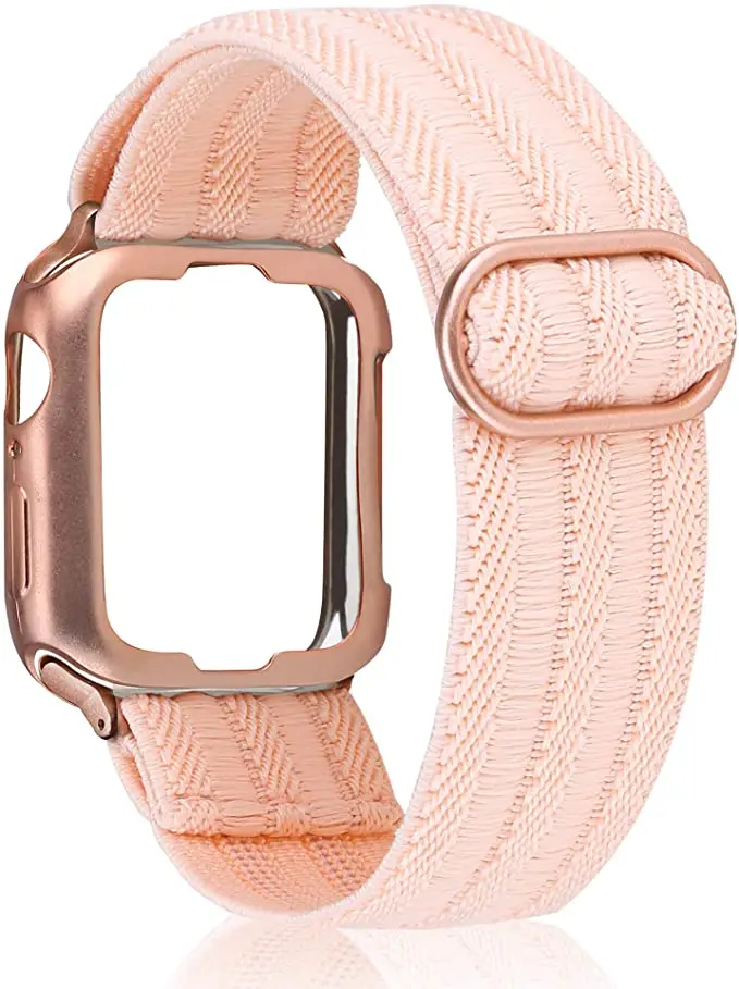 

Band For Apple Watch strap 44mm 40mm 45mm 41mm Elastic Nylon bracelet+PC Case iWatch series 7 6 5 4 se strap