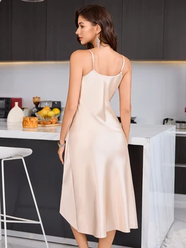 فستان صيفي مثير برقبة على شكل حرف V طويل رسن ملابس نوم نسائية كاجوال ومريحة 2