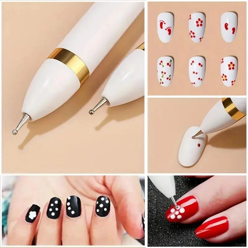 4 in 1 Nail Art Dotting Tools Nail Art Tip Dot Paint Manicure Kit Rotatable Ballpoint Drill Pen Dotting Tools Nail Point Pen 5