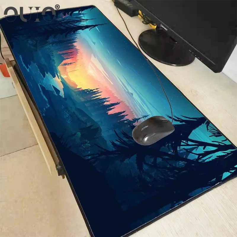 

OUIO Sunset Tree Scenery Large Locking Edge Mouse Pad for Office and Home Quickly Notebook Computer Table Pad Keyboard Mouse Pad