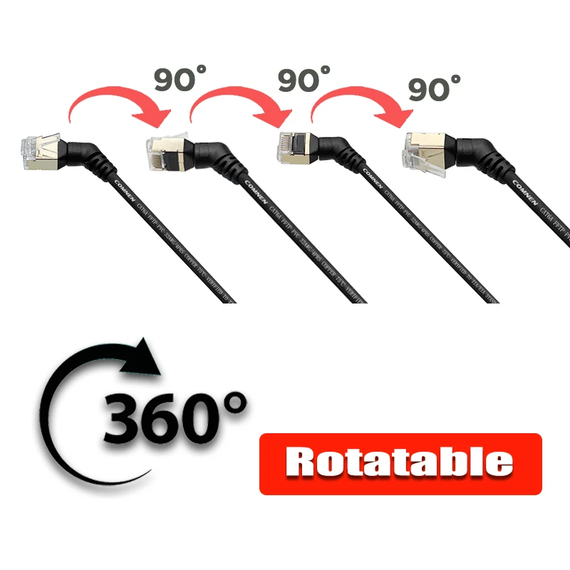 Фото COMNEN CAT6a rj45 кабель 360 ° вращающийся короткий Ethernet Патч-корд 0,2-5 м Lan тонкий кабель Rj45 соединитель 10G UTP/FTP для ПК PS4/5 №2