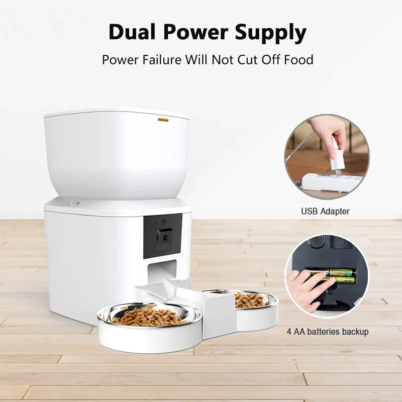 Automatic Feeder for Cats Dogs with Camera HD 4L/8L Furpipi HD 1080P 2.4G/5GWiFi Time Setting Feeder for Pets Dogs Cats Bowls 5